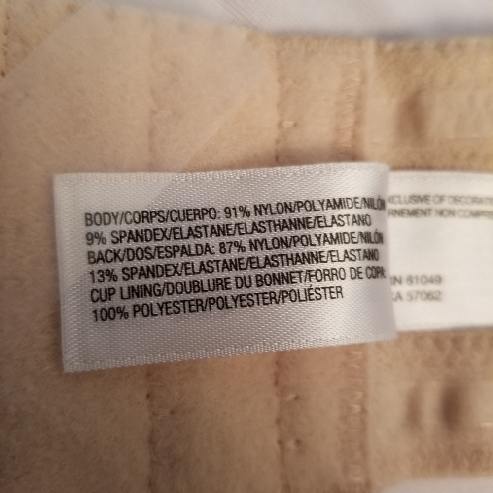 Wacoal Strapless Bra 38C Tan Satin Padded Underwire 854119 - Picture 7 of 8